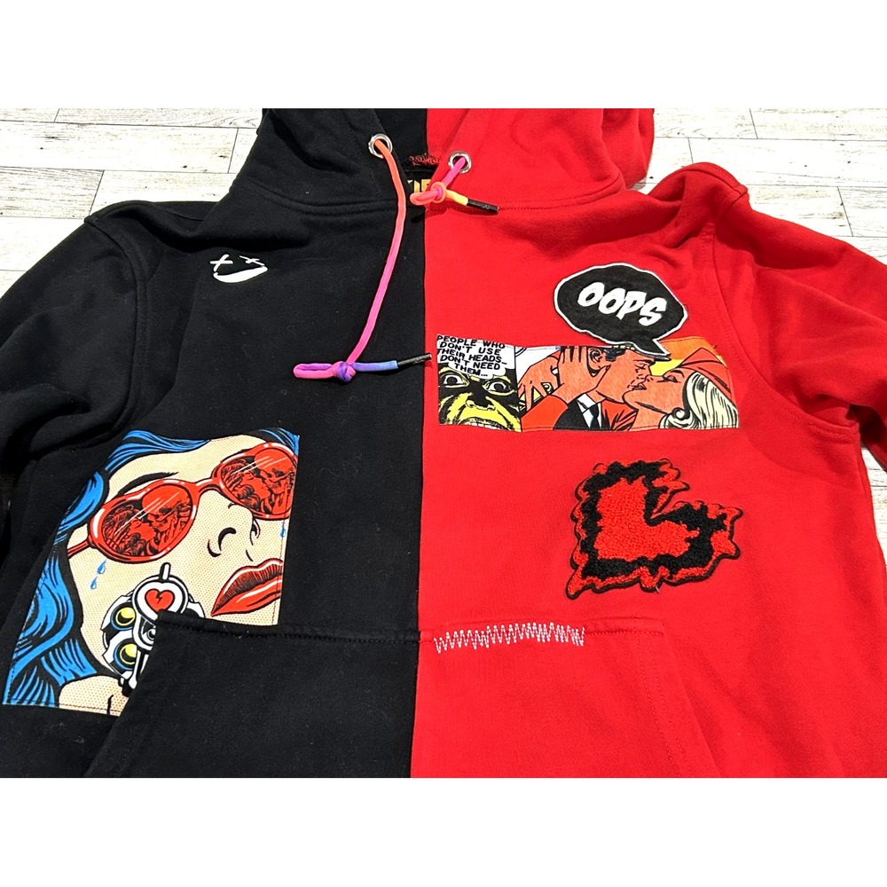 Kleep Reese Split Pullover Hoodie Size LARGE Streetwear Always Fresh Comic Print